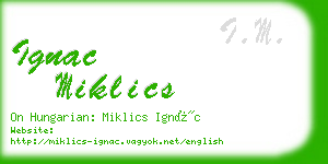 ignac miklics business card